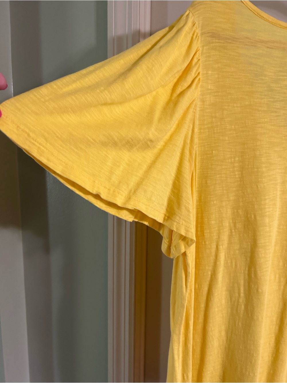 Lane Bryant Yellow V-Neck Short Sleeve Top - Picture 3 of 4